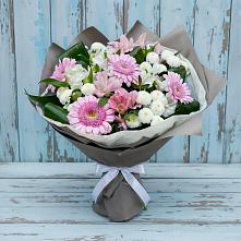 Букет цветов из:  Герберы, Альстромерии и Хризантемы #REPLACE_PRED# Хлопово