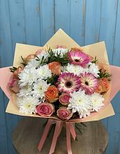 Букет цветов из:  Розы, Герберы и Хризантемы #REPLACE_PRED# Хлопово