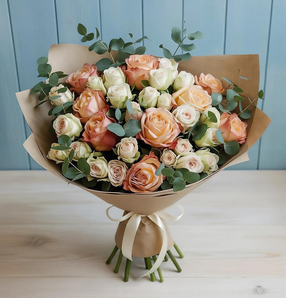 Букет цветов из: Альстромерии и Розы в Хлопово