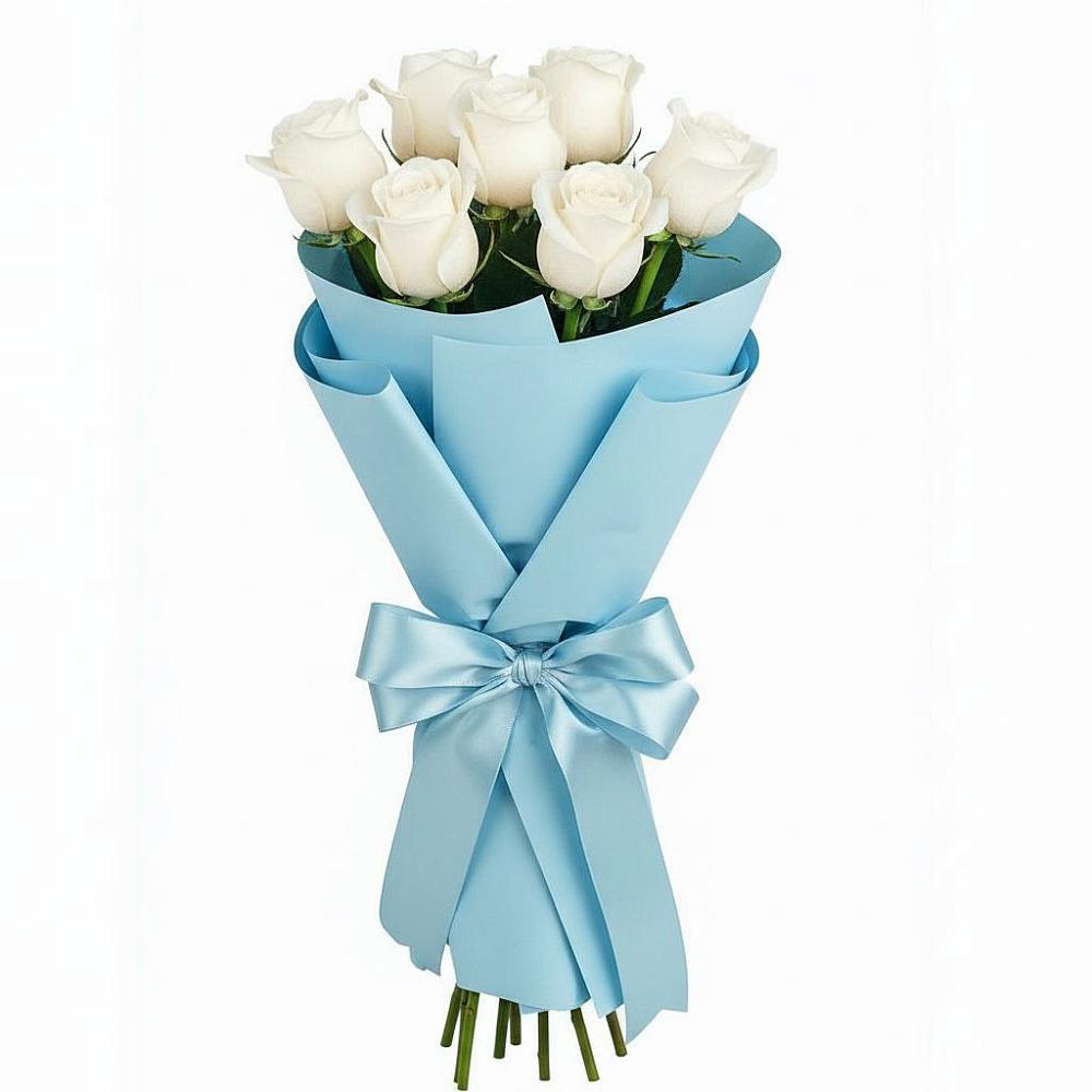Букет 7 белых роз Проуд в Хлопово