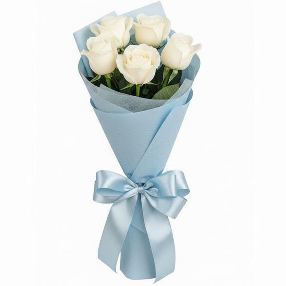 Букет 5 Белых роз Проуд в Хлопово