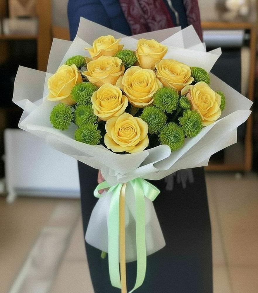 Букет цветов из: Хризантемы и Розы в Хлопово