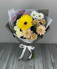 Букет цветов из:  Розы, Герберы и Хризантемы в Хлопово