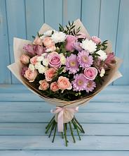 Букет цветов из:  Хризантемы, Розы и Альстромерии в Хлопово