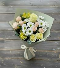 Букет цветов из:  Альстромерии, Розы и Хризантемы в Хлопово