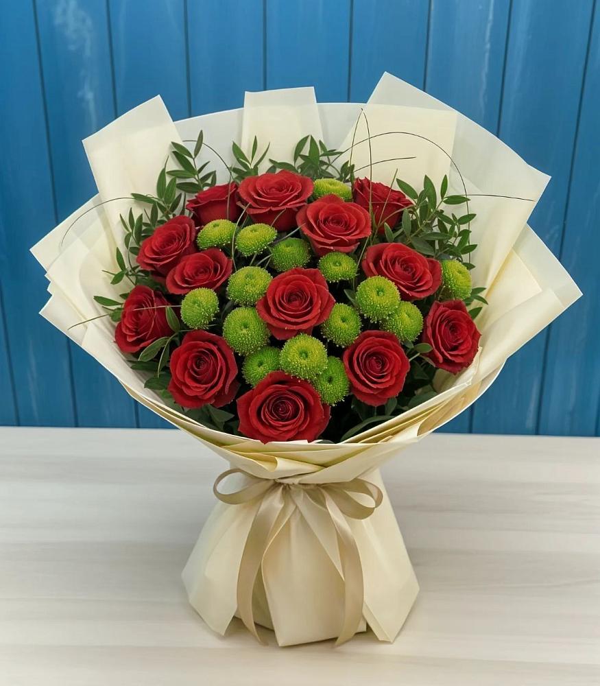 Букет цветов из: Розы и Хризантемы в Хлопово