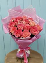 Букет 15 Розовых роз Равель в Хлопово