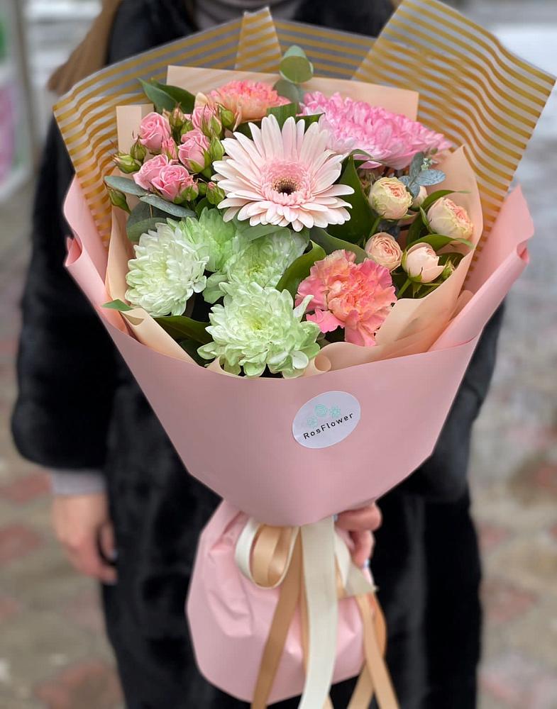 Букет цветов из: Герберы, Хризантемы и Розы в Хлопово