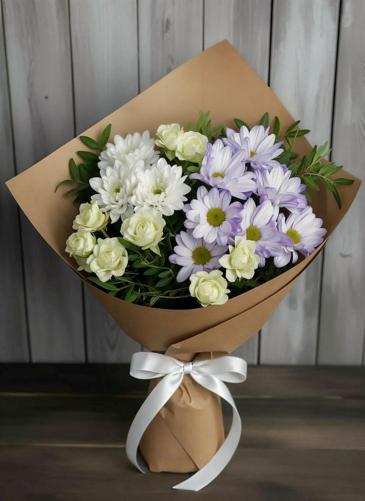 Букет цветов из: Хризантемы и Розы в Хлопово